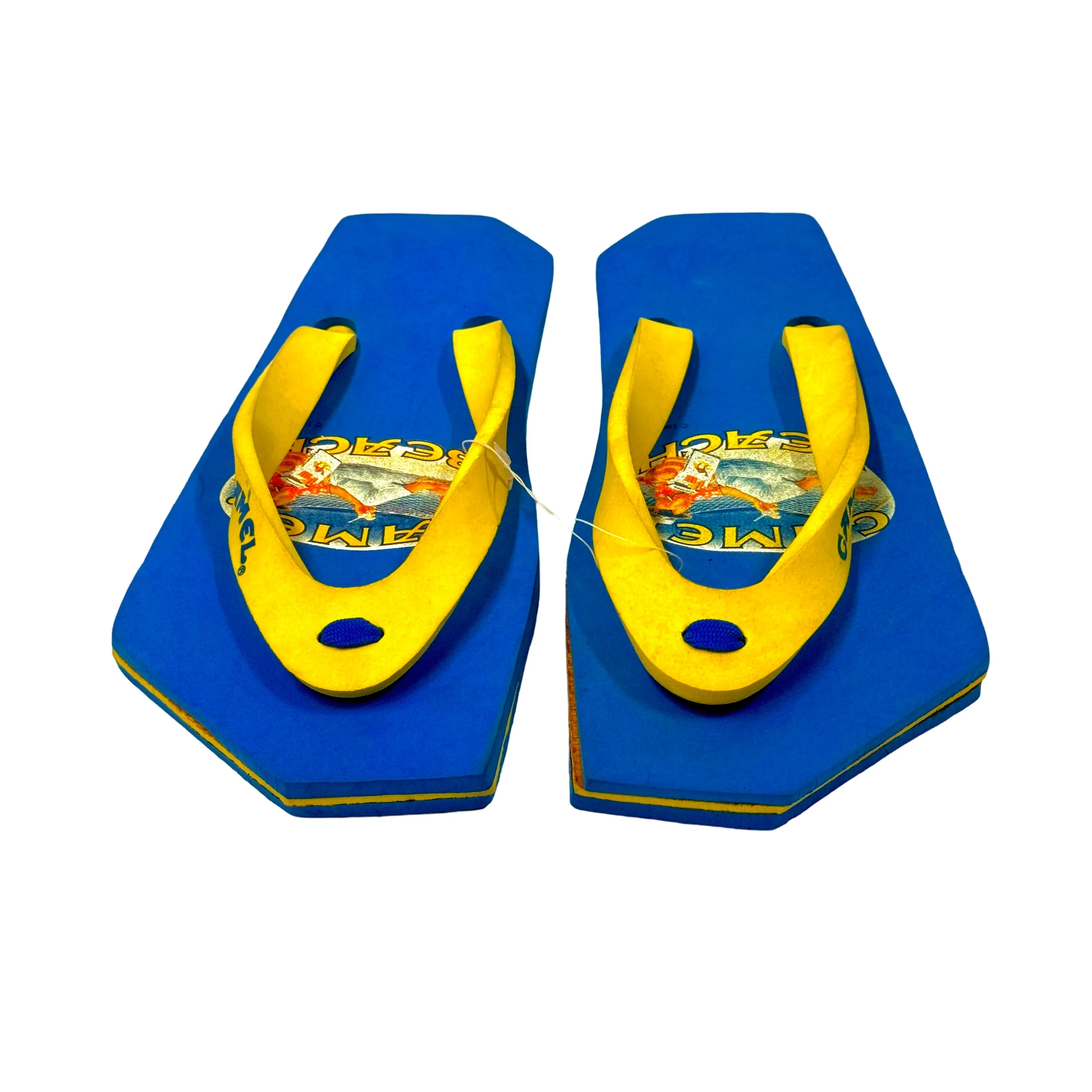1990’S DEADSTOCK CAMEL BEACH PRINTED FOAM FLIP FLOPS 9.5