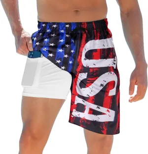 ALISISTER Mens Swim Trunks with Compression Liner Bathing Suit Summer Swimming Shorts