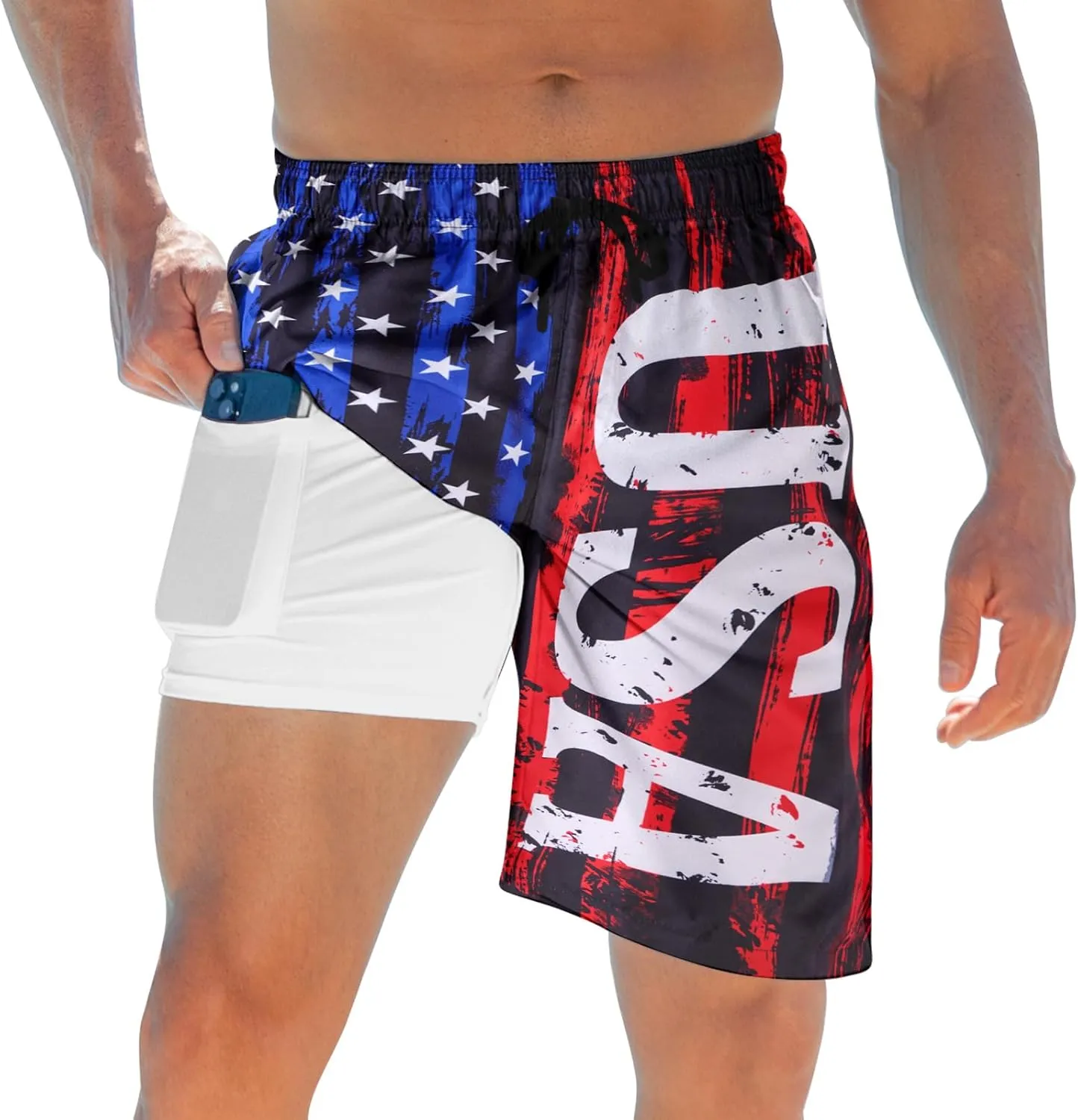 ALISISTER Mens Swim Trunks with Compression Liner Bathing Suit Summer Swimming Shorts