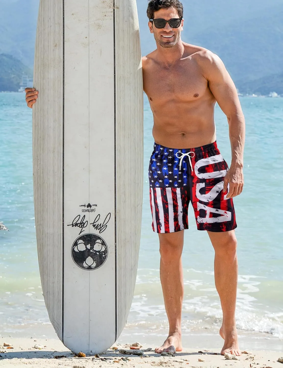 ALISISTER Mens Swim Trunks with Compression Liner Bathing Suit Summer Swimming Shorts