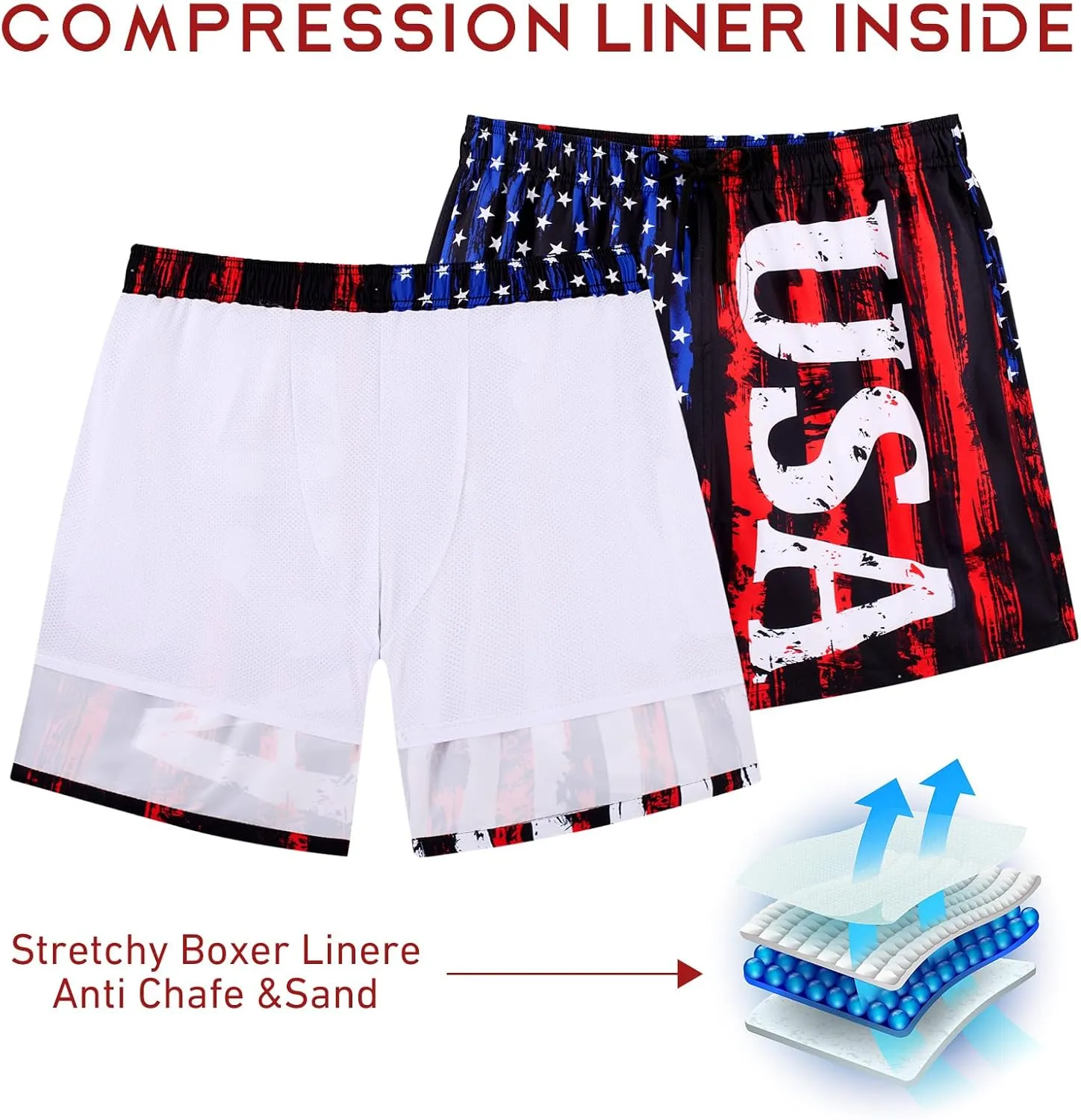 ALISISTER Mens Swim Trunks with Compression Liner Bathing Suit Summer Swimming Shorts