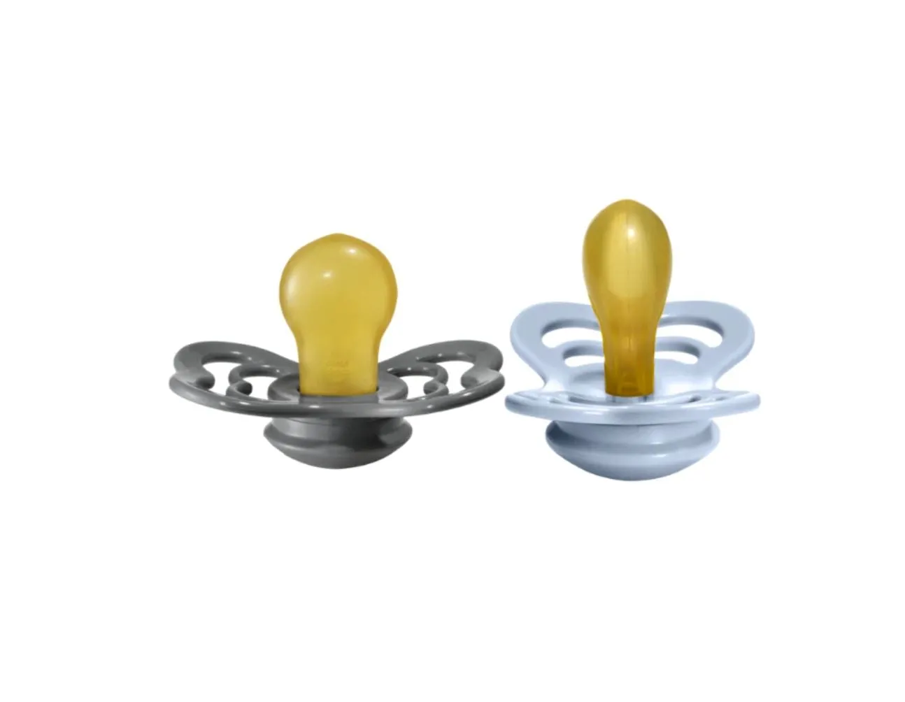 BIBS Dummies - Supreme Latex Colour 2 Pk Iron/BabyBlue