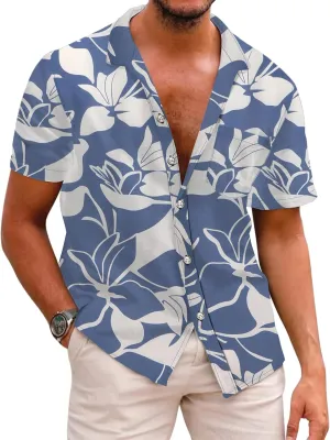 COOFANDY Mens Hawaiian Shirts Short Sleeve Casual Button Down Tropical Beach Shirt