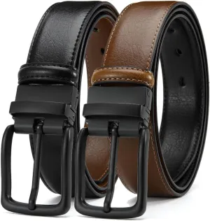 DOOPAI Reversible Leather Belt for Men 1.25" - Dual Sided Dress and Casual Belt, Trim to Fit, 2 Styles in One Belt