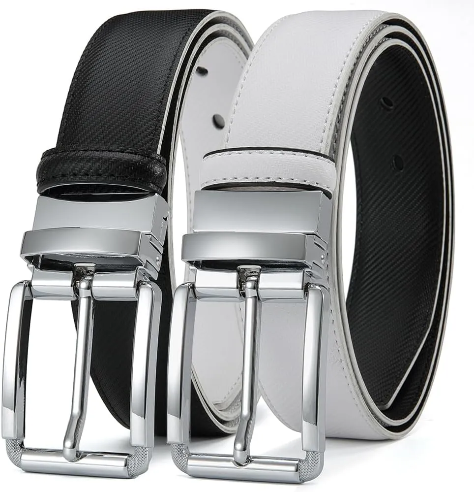 DOOPAI Reversible Leather Belt for Men 1.25" - Dual Sided Dress and Casual Belt, Trim to Fit, 2 Styles in One Belt