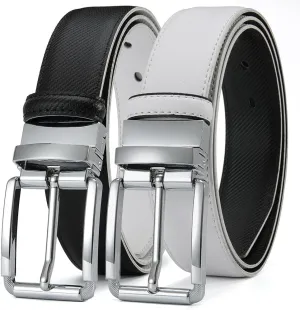 DOOPAI Reversible Leather Belt for Men 1.25" - Dual Sided Dress and Casual Belt, Trim to Fit, 2 Styles in One Belt