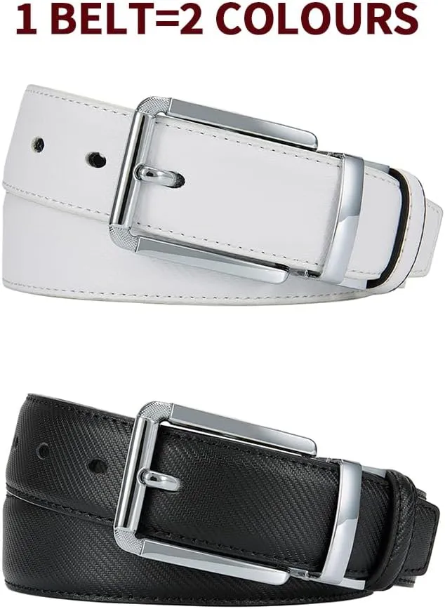 DOOPAI Reversible Leather Belt for Men 1.25" - Dual Sided Dress and Casual Belt, Trim to Fit, 2 Styles in One Belt