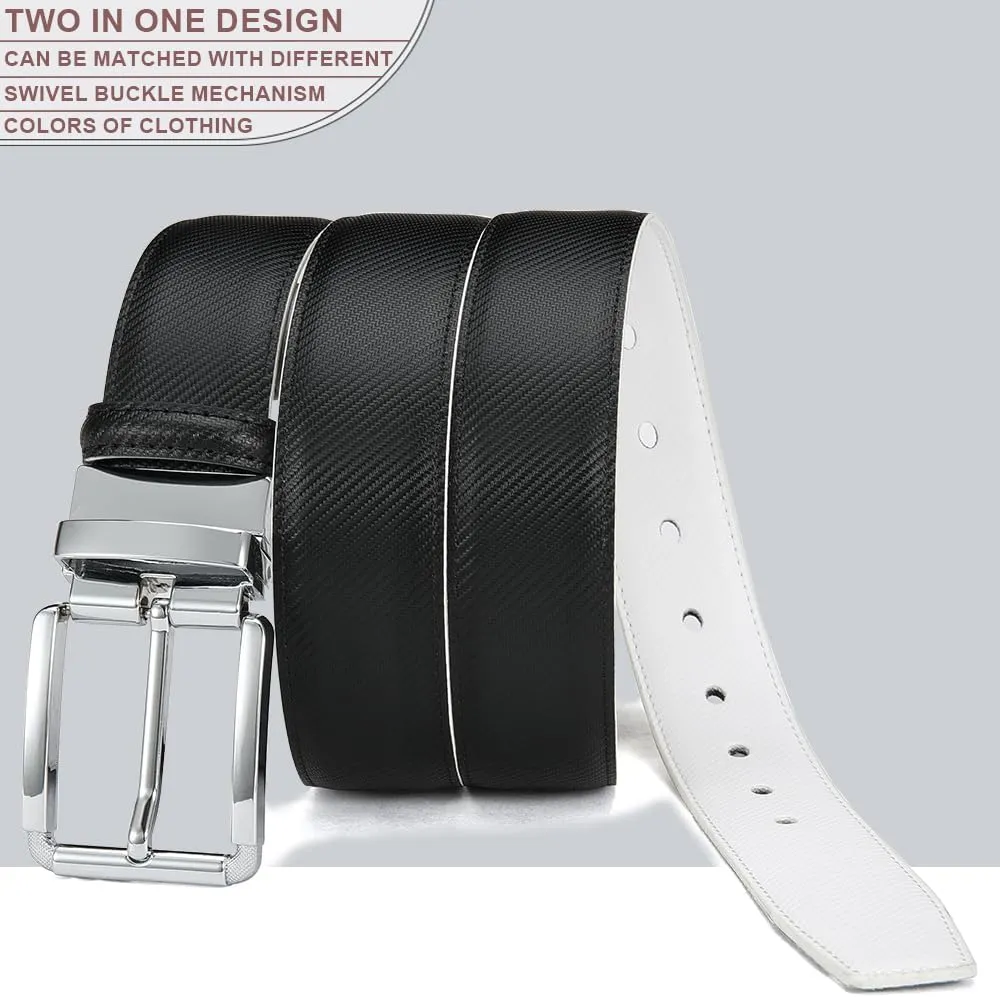 DOOPAI Reversible Leather Belt for Men 1.25" - Dual Sided Dress and Casual Belt, Trim to Fit, 2 Styles in One Belt