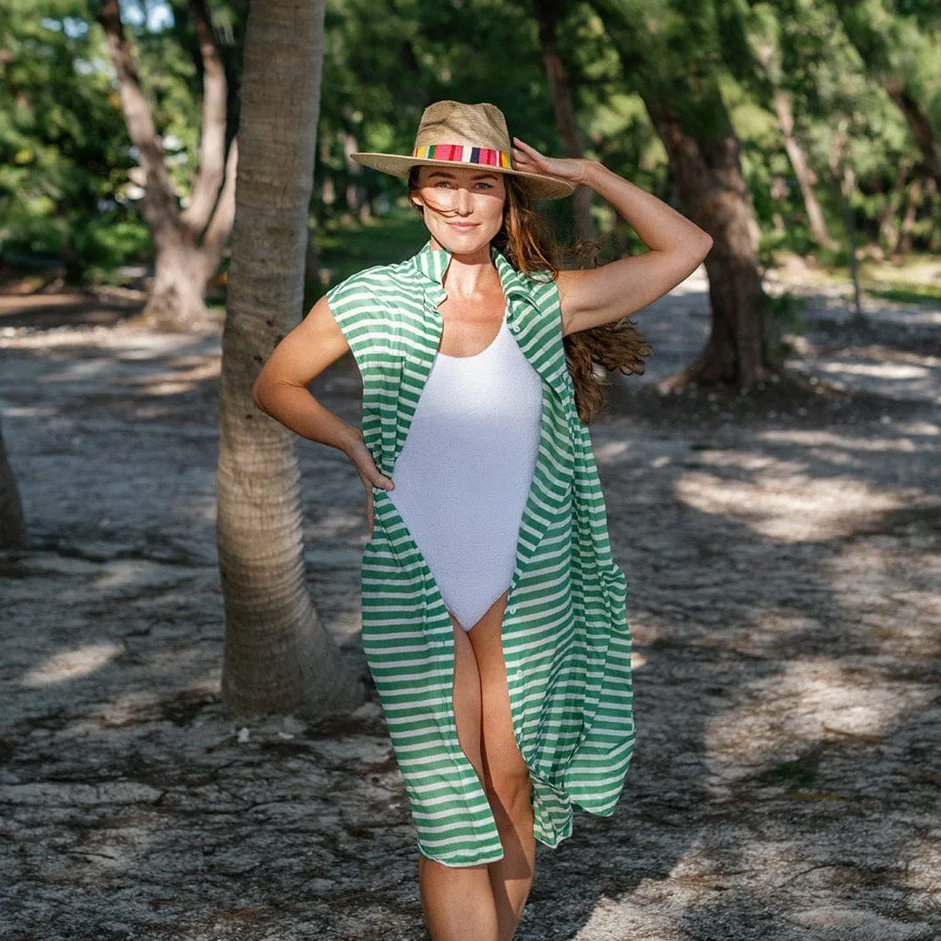Green and White Bay Cover-Up
