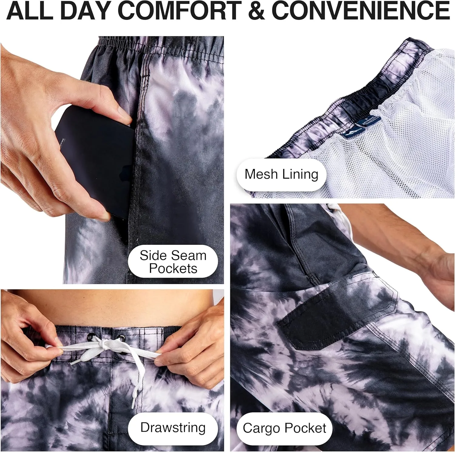 Kanu Surf Bellaire Men's Swim Trunks Quick-Dry Swim Shorts Men, 9" Inseam (Regular & Extended Sizes)