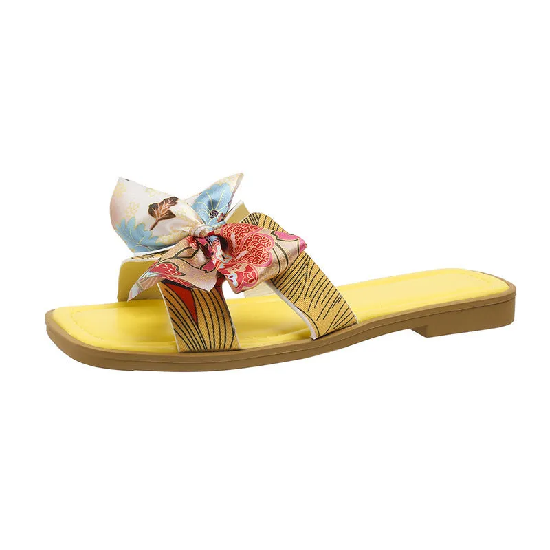 Printed Ribbon Beach Flips