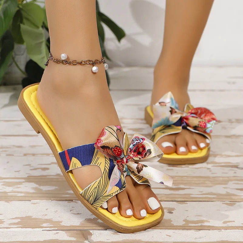 Printed Ribbon Beach Flips