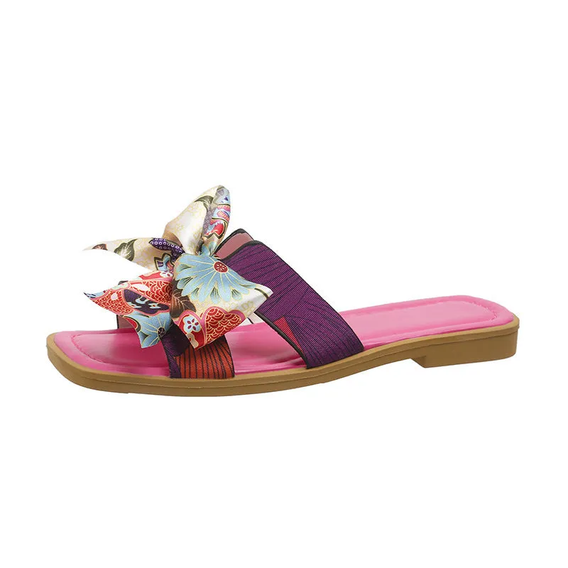 Printed Ribbon Beach Flips