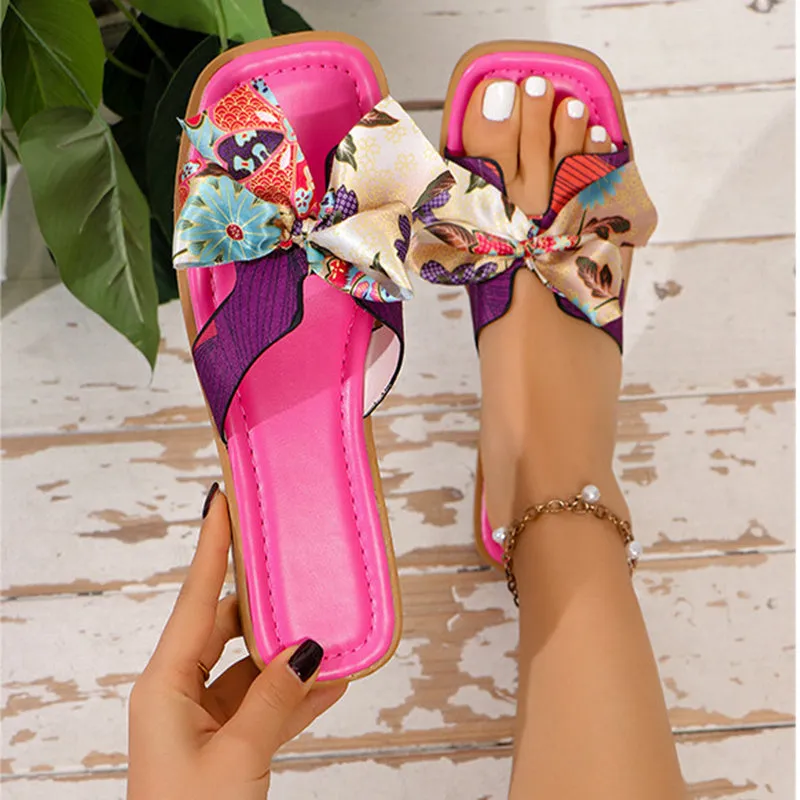 Printed Ribbon Beach Flips