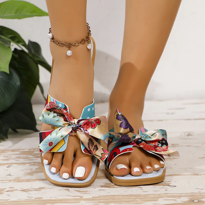 Printed Ribbon Beach Flips