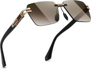 SUNGAIT Rimless Rectangle Sunglasses Square Frameless Shades for Men Women Y2K Vintage UV Protection