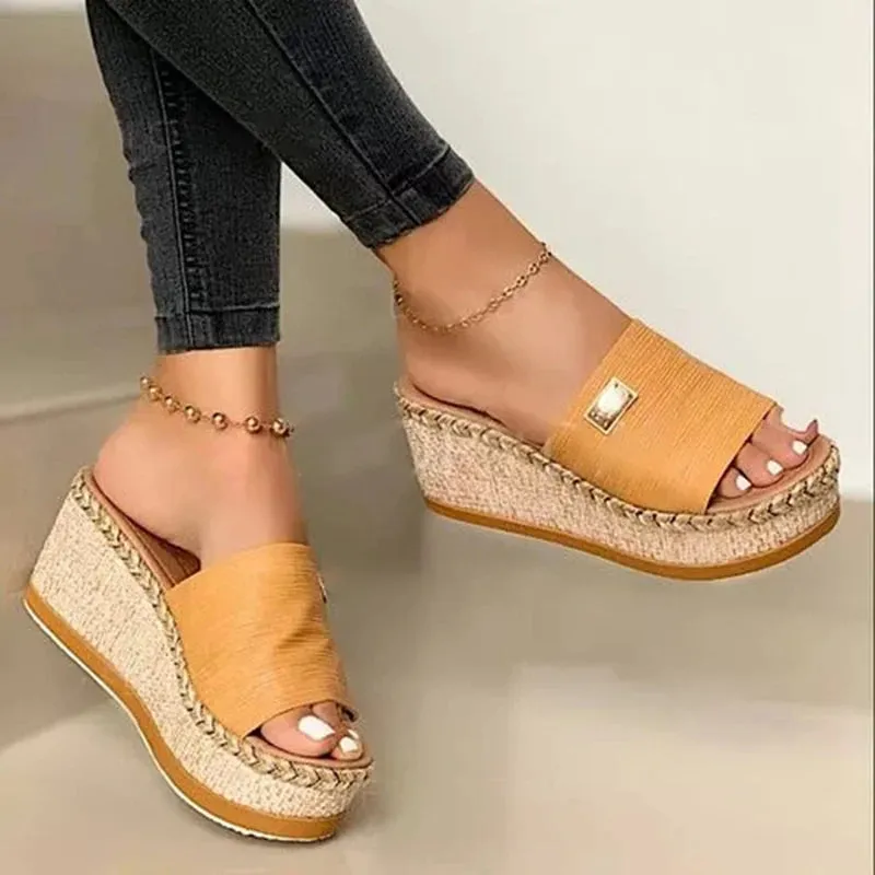 Women's Basic Knitted Clog Wedge Sandals