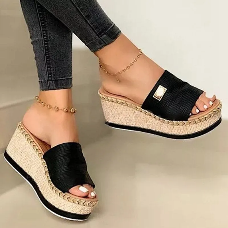 Women's Basic Knitted Clog Wedge Sandals